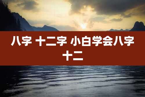八字 十二字 小白学会八字十二