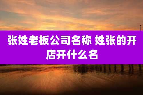 张姓老板公司名称 姓张的开店开什么名