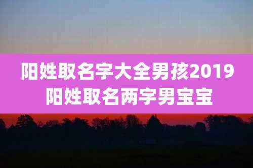 阳姓取名字大全男孩2019 阳姓取名两字男宝宝