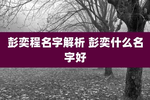 彭奕程名字解析 彭奕什么名字好