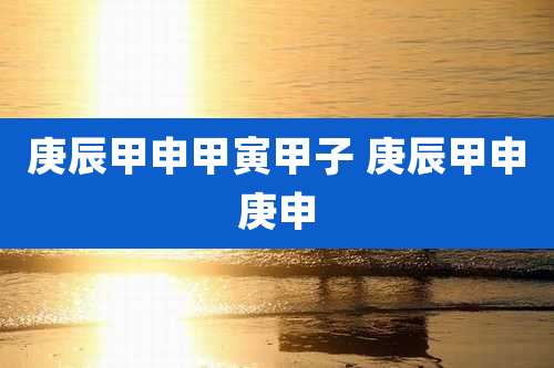 庚辰甲申甲寅甲子 庚辰甲申庚申