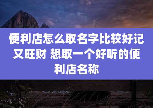 便利店怎么取名字比较好记又旺财 想取一个好听的便利店名称