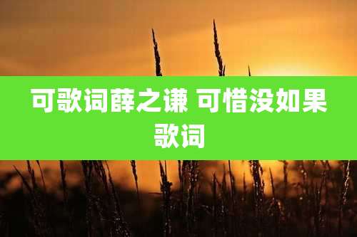 可歌词薛之谦 可惜没如果歌词