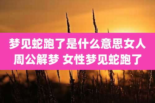 梦见蛇跑了是什么意思女人周公解梦 女性梦见蛇跑了