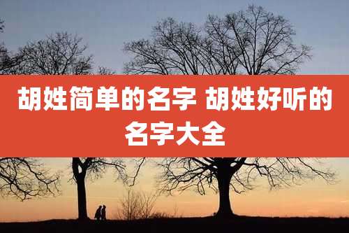 胡姓简单的名字 胡姓好听的名字大全