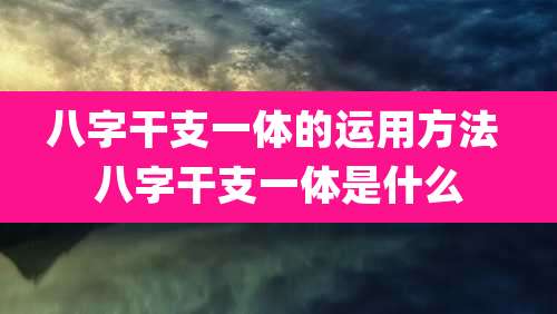 八字干支一体的运用方法 八字干支一体是什么