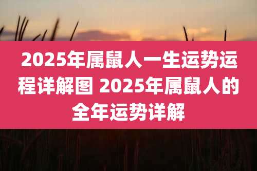 2025年属鼠人一生运势运程详解图 2025年属鼠人的全年运势详解