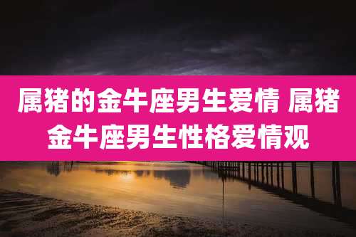 属猪的金牛座男生爱情 属猪金牛座男生性格爱情观