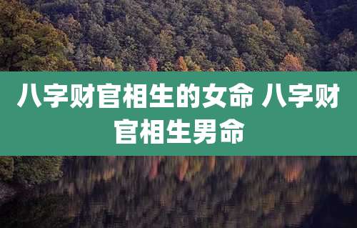 八字财官相生的女命 八字财官相生男命