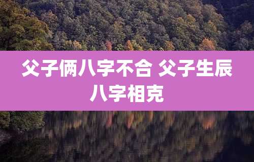 父子俩八字不合 父子生辰八字相克