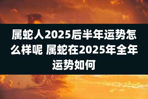 属蛇人2025后半年运势怎么样呢 属蛇在2025年全年运势如何