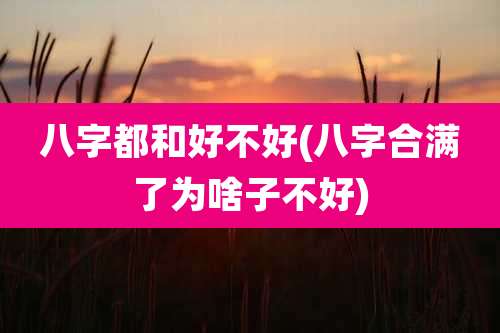 八字都和好不好(八字合满了为啥子不好)