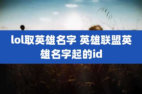 lol取英雄名字 英雄联盟英雄名字起的id