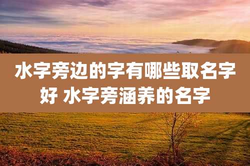 水字旁边的字有哪些取名字好 水字旁涵养的名字