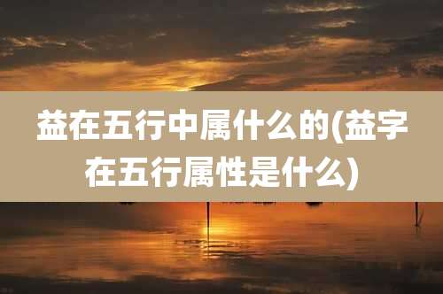 益在五行中属什么的(益字在五行属性是什么)