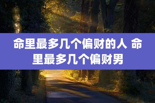 命里最多几个偏财的人 命里最多几个偏财男