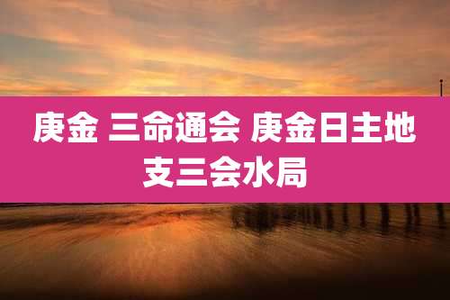 庚金 三命通会 庚金日主地支三会水局