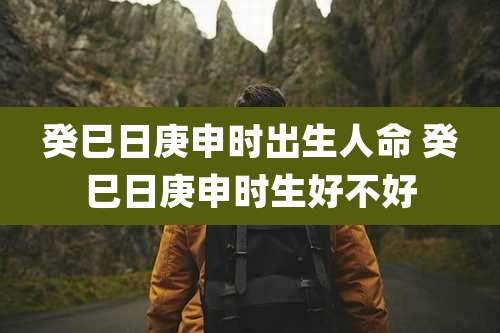 癸巳日庚申时出生人命 癸巳日庚申时生好不好