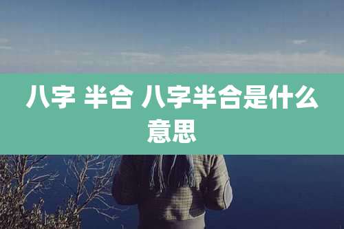 八字 半合 八字半合是什么意思