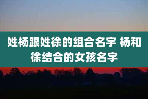 姓杨跟姓徐的组合名字 杨和徐结合的女孩名字