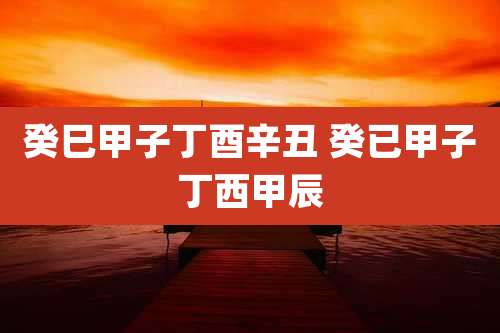 癸巳甲子丁酉辛丑 癸已甲子丁西甲辰