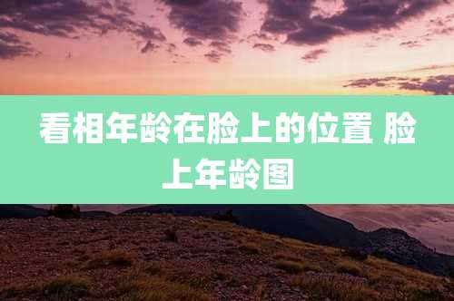 看相年龄在脸上的位置 脸上年龄图