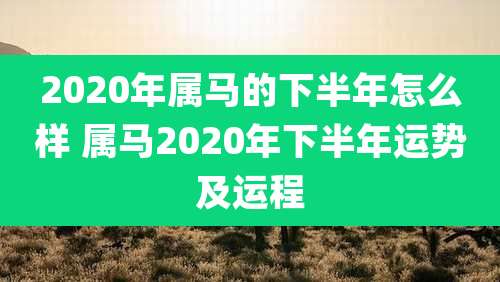 2020年属马的下半年怎么样 属马2020年下半年运势及运程