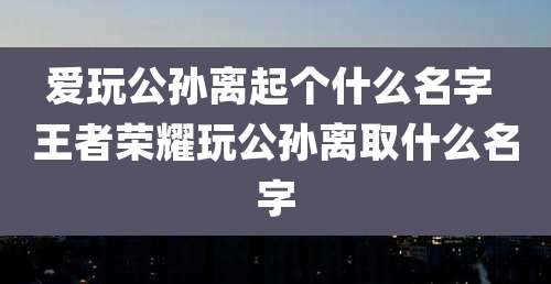 爱玩公孙离起个什么名字 王者荣耀玩公孙离取什么名字