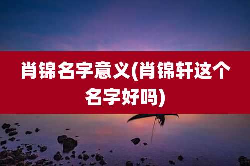 肖锦名字意义(肖锦轩这个名字好吗)