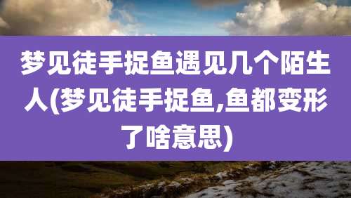 梦见徒手捉鱼遇见几个陌生人(梦见徒手捉鱼,鱼都变形了啥意思)