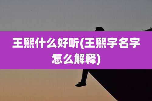 王熙什么好听(王熙宇名字怎么解释)