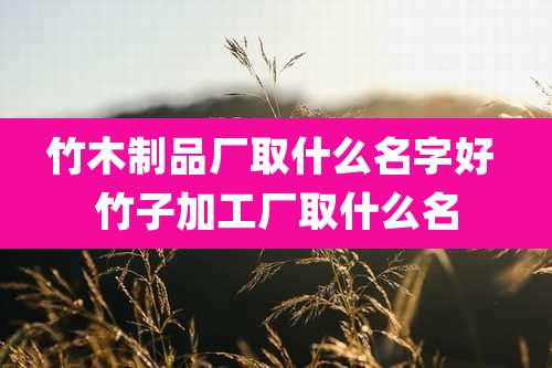 竹木制品厂取什么名字好 竹子加工厂取什么名