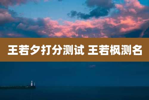 王若夕打分测试 王若枫测名
