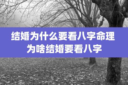 结婚为什么要看八字命理 为啥结婚要看八字