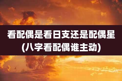 看配偶是看日支还是配偶星(八字看配偶谁主动)