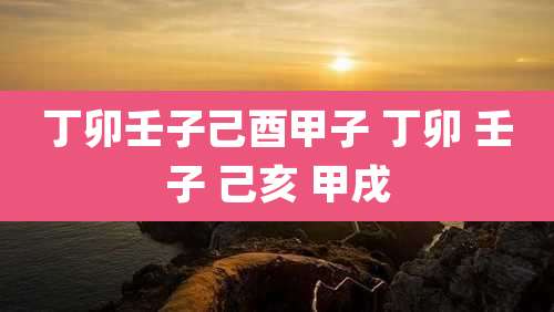 丁卯壬子己酉甲子 丁卯 壬子 己亥 甲戌