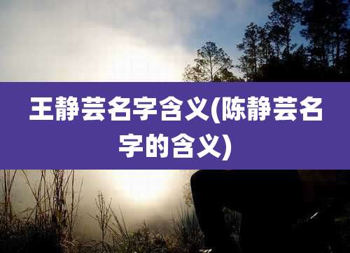 王静芸名字含义(陈静芸名字的含义)