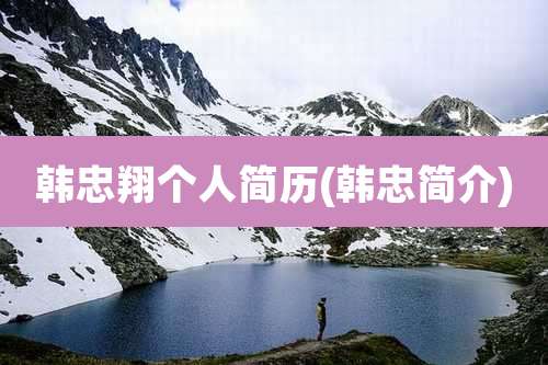 韩忠翔个人简历(韩忠简介)