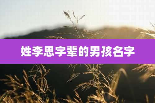 姓李思字辈的男孩名字