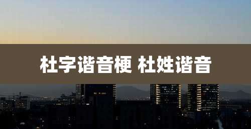 杜字谐音梗 杜姓谐音