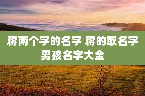 蒋两个字的名字 蒋的取名字男孩名字大全