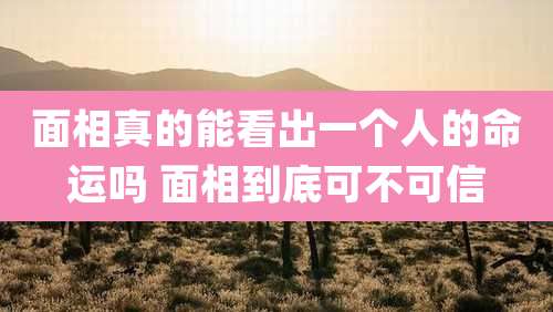 面相真的能看出一个人的命运吗 面相到底可不可信