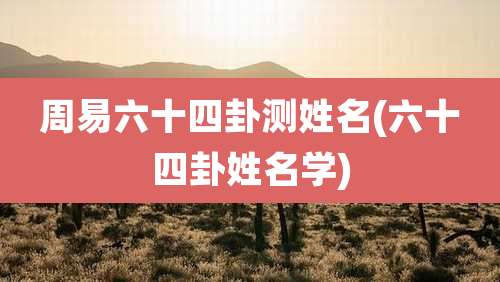 周易六十四卦测姓名(六十四卦姓名学)