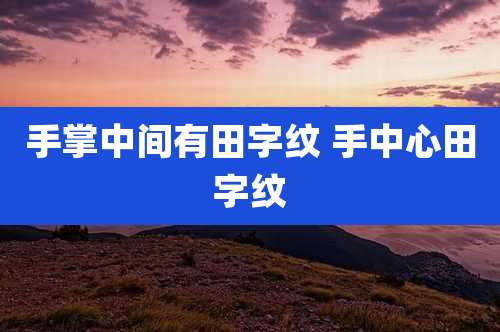 手掌中间有田字纹 手中心田字纹