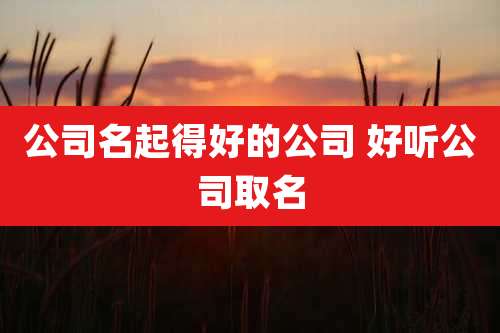 公司名起得好的公司 好听公司取名