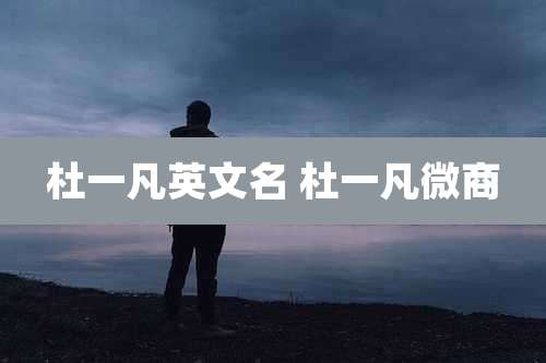 杜一凡英文名 杜一凡微商