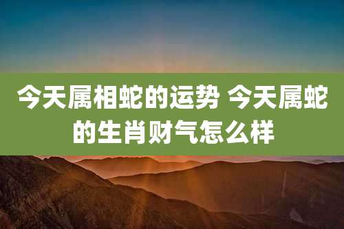 今天属相蛇的运势 今天属蛇的生肖财气怎么样