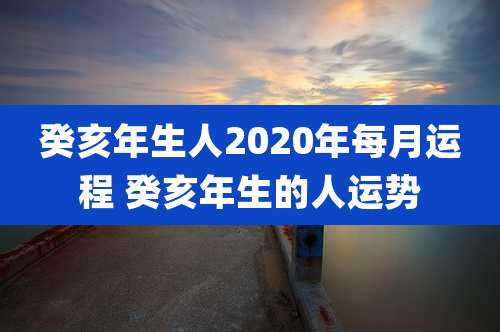 癸亥年生人2020年每月运程 癸亥年生的人运势