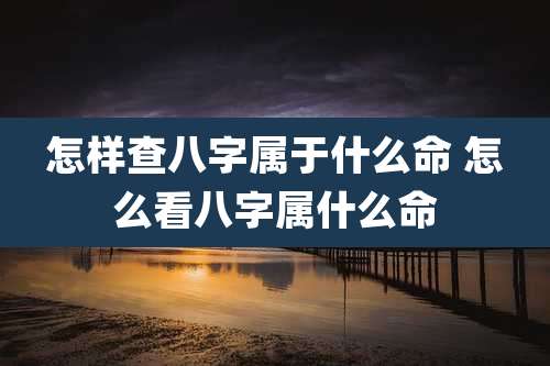 怎样查八字属于什么命 怎么看八字属什么命