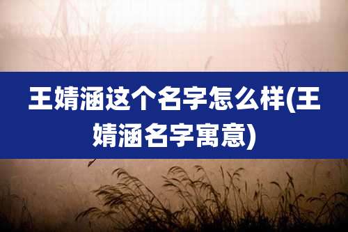 王婧涵这个名字怎么样(王婧涵名字寓意)